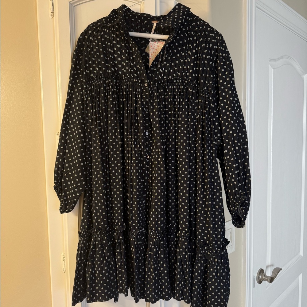 Free People Black and White Patterned Dress